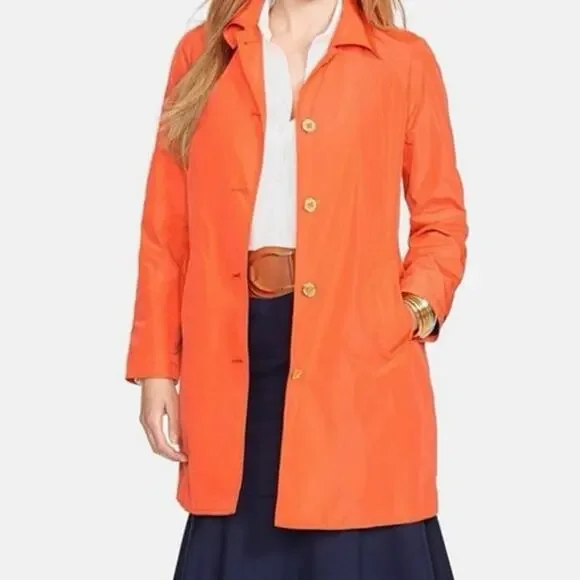 Lauren Ralph Lauren Fidajete Balmacaan Travel Trench Coat Womens Sz XL Orange - Picture 2 of 16